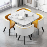 Stiilne &uuml;mmargune/ruutu s&ouml;&ouml;gilauakomplekt 4 tooliga - k&ouml;&ouml;gim&ouml;&ouml;bel kodukontorisse ja konverentsiruumidesse 80 x 80 x 75 cm Moodne ja elegantne disain