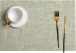 AMDXD Boho Square Place Mats, 2 komplekt, PU nahast kohtade matt j&otilde;ulud Vintage Woven muster soojuskindel laua matt j&otilde;ulud Light Green k&ouml;&ouml;k kodu restoran 30 x 43 cm
