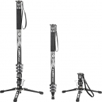 Fotopro Carbon Fiber Monopod koos pedaaliga, 73-tolline 3 in 1 Professional Monopod Carbon Fiber Travel Monopod koos jalgadega, Max koormus 22lbs, DSLR kaamera stabilisaatorile