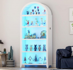 Lvifur LED vitriinkapp, buffetkapp, 3 v&auml;rvi, timmitav, magamistoas, kollektsioonikapp, 33 x 75 x 175 cm, intelligentsete sensoritega vitriinkapp elutuppa, valge