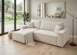 B&B HOME Big-Sofa Monte L-kujuline magamisfunktsiooniga ja hoiukastiga, beež, Corduroy kattega (vasakpoolne)