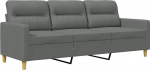 vidaXL 3-kohaline diivan, Lounge diivan diivan koos k&auml;etugede seljapatjadega, elutoa diivan disain diivan metallist raam, istumism&ouml;&ouml;bel kolmekohaline, kaasaegne, tumehall kangas