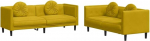 vidaXL 2-osaline diivanikomplekt, diivan diivan elutuppa, Lounge diivan, polsterdatud diivan koos padjaga, diivanikomplekt, istumism&ouml;&ouml;bel, kaasaegne, kollane sametkate