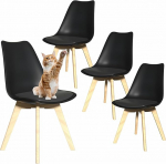 YLGJ&TIDY s&ouml;&ouml;gitoolide komplekt, 4 tooli, ergonoomilised polsterdatud toolid, kaasaegsed k&ouml;&ouml;gitoolid, tugevad ja mugavad s&ouml;&ouml;gitoolid elutuppa, k&ouml;&ouml;ki, restorani (must, komplekt 4)