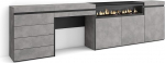 Skraut Home Sideboard, sahtlikapp, hoiukapp, 277 x 75 x 35 cm, magamistuppa, tuppa, elektrikamin, sahtlitega kapp, garderoobilaud, kaasaegne stiil, tsementist