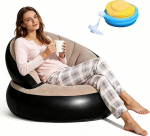 Aufblasbares Sofa mit Fu&szlig;pumpe, Luftsofa Aufblasbar, 77&times;77&times;58 cm Aufblasbare Couch Beflockt, Aufblasbarer Sessel f&uuml;r Wohnzimmer Balkon Garten Camping Outdoor Indoor, Sofa Aufblasbar (Grau)