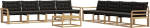 Gartenm&ouml;bel Set Modular, Outdoor Sofa Garnitur aus massivem Akazienholz mit Textilene, Inklusive Tisch und 8 Sitzpl&auml;tzen f&uuml;r Terrasse und Garten, Modernes Design, Wei&szlig; und Schwarz
