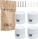 smartect Alumiiniumist seina- ja laepoldid tekstiilkaablile [4 tk, rihveldatud, valge] Lae kinnitamine kruvide ja t&uuml;&uuml;blitega, ahvip&ouml;&ouml;rdega, pinnale paigaldatav kaablihoidja oma DIY projekti jaoks