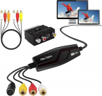 VHS to Digital Converter, Video Capture Card Device, VHS VCR Hi8 Mini DV to Mac Digital Converter, RCA to USB Video Converter for PC, TV, Band Player, Camcorder, Support PAL/NTSC, Mac Windows Vista