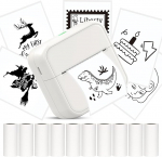 HUIJUTCHEN Mini Printer, Portable Photo Printer, Bluetooth Thermal Printer, Includes Pocket Printer, Sticker, Printer for iOS and Android, with 10 Rolls of Thermal Paper for Photos, Notes, Memos, DIY