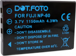 NP-60 Premium 3.7v / 1150mAh laetav aku Fujifilm FinePix 50i, F401, F410, F601 Zoom, M603 jaoks.