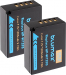 2 x Blumax aku &uuml;hilduv Fujifilm NP-W126s | 1260 mAh - Fuji NP-W126 X-A7 X-E5 X-H1 X-M5 / X-Pro3 X-T3 X-T30 III X-T200 / HS50EXR X100VI jaoks.