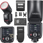 Godox V100S v&auml;lk V100-S &uuml;mmarguse pea puuteekraaniga v&auml;lk, 100Ws globaalse s&auml;riajaga v&auml;lk s&uuml;nkroniseerimine 1/80000, 1/8000 HSS, sisseehitatud liitium aku, 10 taseme LED modelleerimislamp, Sony kaamerale (GODOX V100S)
