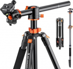 K&F Concept 186 cm Aluminium Tripod, Camera Tripod with 90 Degree Centre Columns, Compact Photo Tripod with Monopod Function, Tripod with 360 Degree Ball Head T255A3(S211)