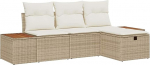 Rantry 4-teiliges Garten-Sofa-Set mit Kissen Beige Poly Rattan Gartenlounge Model3360950