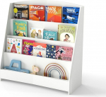 Suuiwau 4-tasandiline puidust lasteraamatukapp 4 riiuliga, lasteraamatukapp lastetuppa, lasteaeda, 80 &times; 30 &times; 88 cm, naturaalne