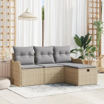 Rantry Model3358949 4-osaline aia diivan komplekt koos padjadega Beige Poly Rattan Garden Lounge