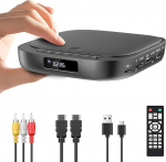 Desobry Mini DVD-m&auml;ngija telerile - HD 1080p, piirkonnavaba, USB/TF-kaardi sisend, PAL/NTSC, HDMI koos HDMI/RCA-kaabliga