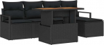 Rantry 6-teiliges Garten Sofa Set mit Kissen Schwarz Poly Rattan Gartenlounge Model3358438
