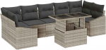Rantry 8-teiliges Garten-Sofa-Set mit Kissen Hellgrau Poly-Rattan Gartenlounge Model3348958