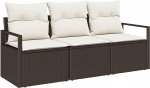 Rantry 3-osaline aiasohva komplekt koos padjaga Brown Poly Rattan Garden Lounge Model3346238