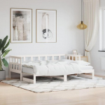 LAPOOH 836211 pikendatav p&auml;evavoodi, valge, 90 x 190 cm, massiivne m&auml;nnipuit, diivanvoodi, diivanvoodi, lastevoodi, voodiraam, diivanvoodi, diivanvoodi