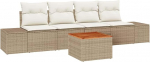 Rantry 5-teiliges Garten Sofa Set mit Kissen Beige Poly Rattan Akazie Gartenlounge Model3347890