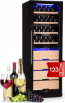 Klarstein Wine Refrigerator, Drinks Fridge Slim, 2 Zone Fridge with Glass Door, Freestanding Drinks Refrigerators, Small Wine Refrigerator with UV Protection, 5-18&deg;C, 123 Bottles