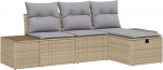 4-teiliges Garten-Sofa-Set mit Kissen Beiger Poly-Rattan Gartenlounge Model3360681