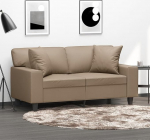 Cappuccino-Braun 2-Sitzer-Sofa mit Kunstleder & PP-Baumwolle Kissen - Modern, Robust & Komfortabel Model3200865