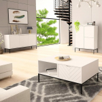 Lomadox Living Room Set 3-Piece Living Room Cabinet Living Room Furniture Living Room Cabinets Modern in Matt White with Milled Fronts