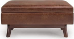 SIMPLIHOME Owen Owen Owen Mid Century Modern Ristk&uuml;likukujuline v&auml;ike ristk&uuml;likukujuline Ottoman Distressed Brown Vegan Faux Nahast kokkupandud elutuppa, esikusse ja peretuppa