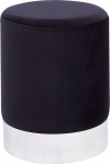 Brigitte Glamour Look Round Velvet Black Metal Silver Velvet Stool