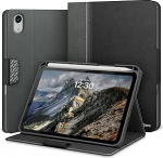 KingBlanc iPad mini 7 &uuml;mbris (A17 Pro), iPad mini 7./6. p&otilde;lvkond (2024/2021 8,3 tolli) koos pliiatsihoidjaga, PU nahast nutikas kate aluse funktsiooniga, magnetiline sulgemine, must