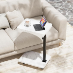 Katrawu C-f&ouml;rmiger Beistelltisch, h&ouml;henverstellbar, um 360&deg; drehbar, TV-Tabletts zum Essen auf der Couch, die unter dem Sofa geschoben werden k&ouml;nnen, Beistelltisch mit Rollen f&uuml;r Wohnzimmer und