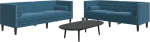 Tidyard 2-TLG. Chesterfield-Sofa-Set mit Nackenrollen Blau Samt, Polstersofa Loungesofa f&uuml;r Wohnzimmer Eingangsbereich B&uuml;ro3209299