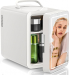 VINATO 6L minik&uuml;lmik koos LED-peegliga - kosmeetiline k&uuml;lmik nahahoolduseks, elektriline jahutusboks autosse ja koju, k&uuml;lmik 6L jahutus-/soojendusfunktsiooniga