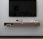 Ujuv TV kapp TV kapp seinale paigaldatud ujuv TV riiul Multimeedia konsool TV Mount Top Box Kaablikarp ruuteri hoiuriiul (140cm, tumepruun)