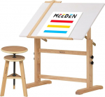 MEEDEN Whiteboard Table Drawing Board, Artist Drawing Stool, Drawing Table with Height Adjustable, Wooden Stool, Craft Table, Perfect for Writing, Artwork, Artist Studio
