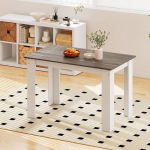 Giantex puidust s&ouml;&ouml;gilaud, k&ouml;&ouml;gilaud 120 x 70 cm, ristk&uuml;likukujuline s&ouml;&ouml;gilaud 4-6 inimesele, elutuba, s&ouml;&ouml;gilaud, laud, s&ouml;&ouml;gituppa, k&ouml;&ouml;ki (valge + hall)