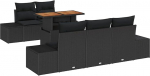Rantry 6-teiliges Garten Sofa Set mit Kissen Schwarz Poly Rattan Gartenlounge Model3358641