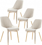 Fiximaster s&ouml;&ouml;gitoa toolid, komplekt 4, sametist polsterdatud toolid seljatoega, kuldsete jalgadega k&ouml;&ouml;gitoolid, ergonoomilised toolid s&ouml;&ouml;gituppa, elutuppa ja magamistuppa (valge)