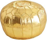 Looduslik nahast Maroko Bean Bag k&auml;sitsi valmistatud ilma t&auml;idiseta istme jalatugi kaunistus (kuldne)