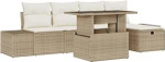 Rantry 6-teiliges Garten-Sofa-Set mit Kissen Beige Poly Rattan Gartenlounge Model3361200