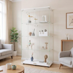 KSFASHZ Vitriinkapp elutuppa lukuga, klaasist vitriinkapp 4 kihiga, 2 ust, 164 &times; 80,5 &times; 36,5 cm, klaasist vitriinkapp kollektsion&auml;&auml;ridele, kolonn, vitriinkapp, elutuba