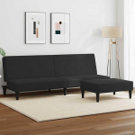 Diivanvoodi 2-kohaline must sametist reguleeritav seljatugi koos jalatoega Robustne puidust raam elutuppa k&uuml;lalistetuppa 200 x 100 cm Voodi funktsioon