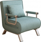 Kokkupandav magamistool magamisfunktsiooniga, 3-in-1 kokkupandav tool, reguleeritav seljatugi, eemaldatav istmepadi, diivanvoodi, linasest kangast, metallraam, kandev&otilde;ime 160 kg (roheline)