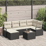 6-teiliges Garten-Sofaset mit Kissen Braun Poly-Rattan, 2-Sitzer Garten-Sofa mit Kissen Schwarz Poly-Rattan Gartenlounge Model3346457