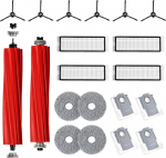 20 Piece Accessory Set for Roborock Q Revo Robot Suction Station, Replacement Parts Includes 2 Main Brushes, 4 Wipes, 4 HEPA Filters, 6 Side Brushes, 4 Dust Bags (Q Revo Black)