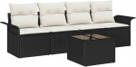 Rantry 5-teiliges Garten-Sofa-Set mit Kissen Schwarz Poly-Rattan Gartenlounge Model3345227